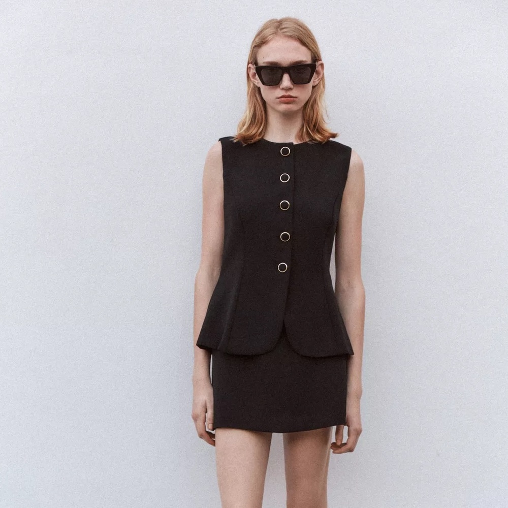 Zara NWT short vest jumpsuit black 2157/029